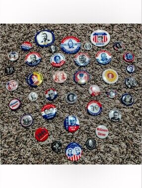 Vintage 1980's Presidential/Politician Candidate Push-Back Pin LOT